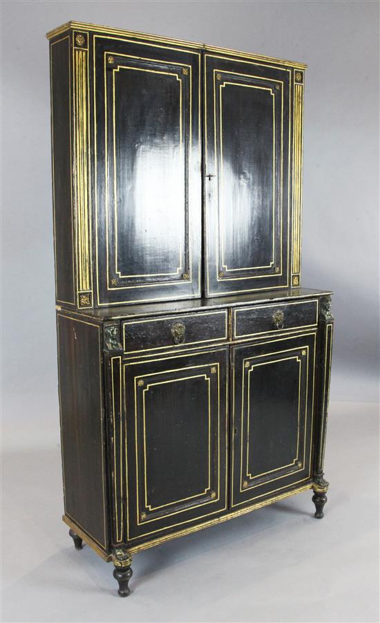 A Regency parcel gilt and simulated rosewood bookcase, W.3ft D.1ft 2in. H.5ft 4in.